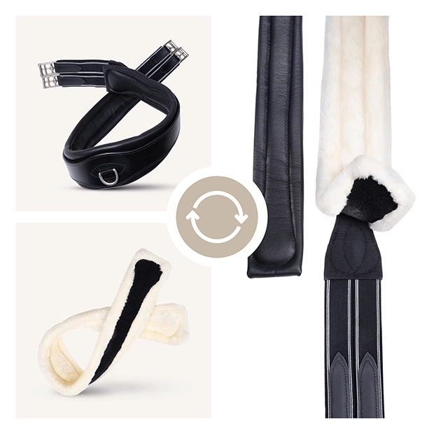 2-in-1 Leather Saddle Girth with Fur "SohoFlex"