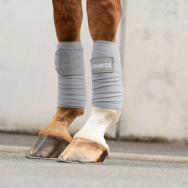 set of grey fleece bandages wellington set of two grey fleece bandages with velcro closure from wellington line by sunride