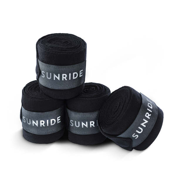 set of 4 black elastic stable bandages with reflectors by sunride