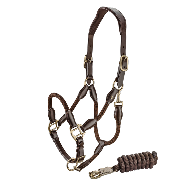 brown leather halter with brown ropes denver including rope brown leather halter with brown ropes and golden mounting denver including lead rope by sunride