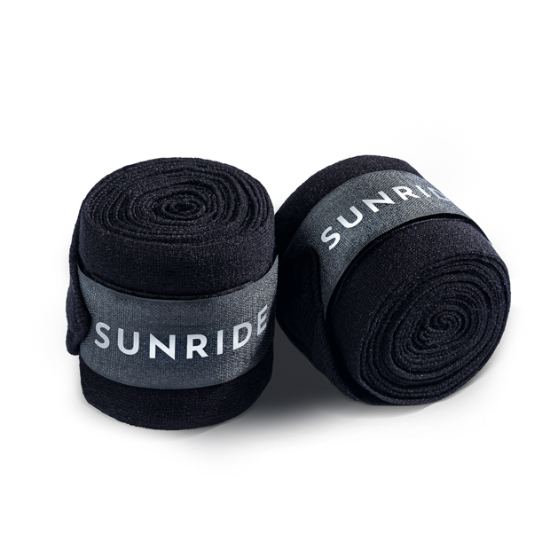 1 set of 2 black elastic stable bandages with reflectors by sunride