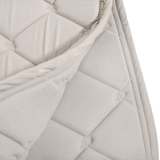 soft inside of breathable dressage saddle pad wellington beige with  gemstones and fur on withers