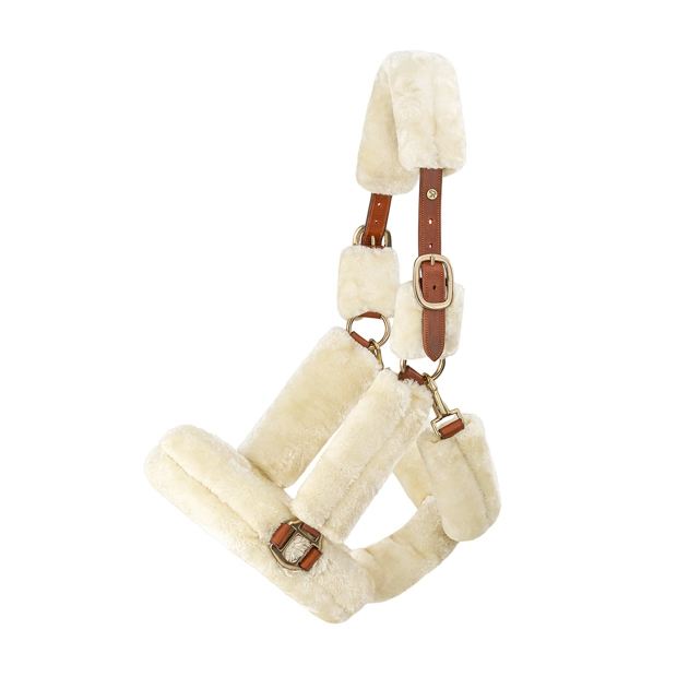 1 beige fur halter dover made from full leather halter by sunride