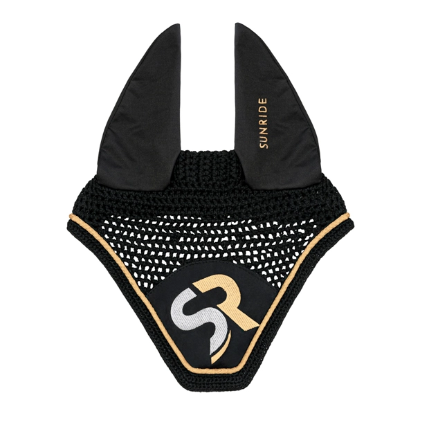1 straight ear net and fly hood gold and black sr exclusive line by sunride