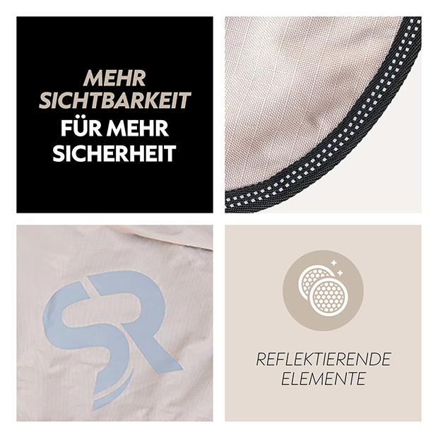 Pferdedecke, Cornwell Führanlagendecke reflektierende Elemente Detail, beige, Text mehr Sichtbarkeit für mehr Sicherheit, SUNRIDE