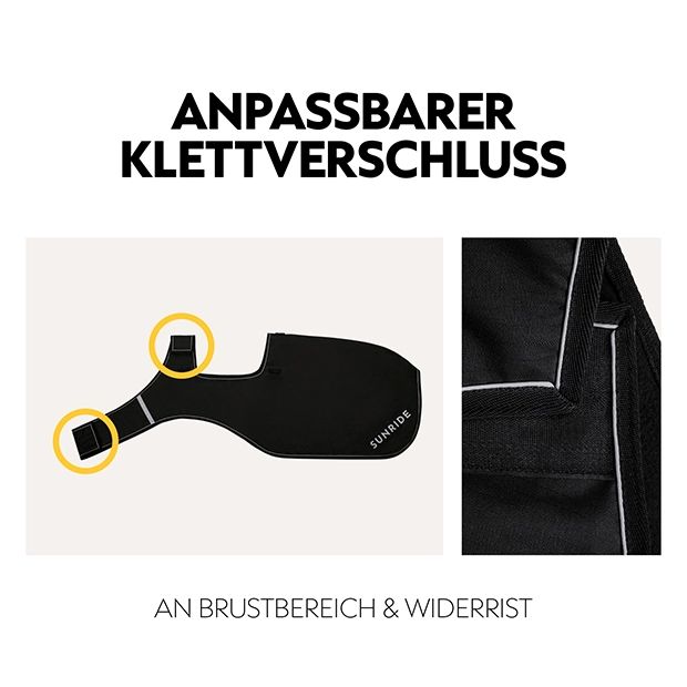 Ausreitdecke Derby mit verstellbarem Klettverschluss an Brustbereich und Widerrist für optimale Passform beim Reiten
