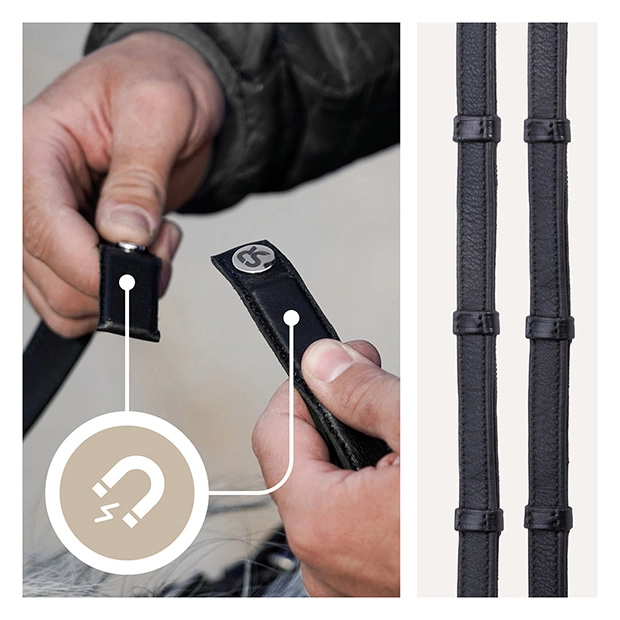 Safety rubber reins with magnet "NoPanic"