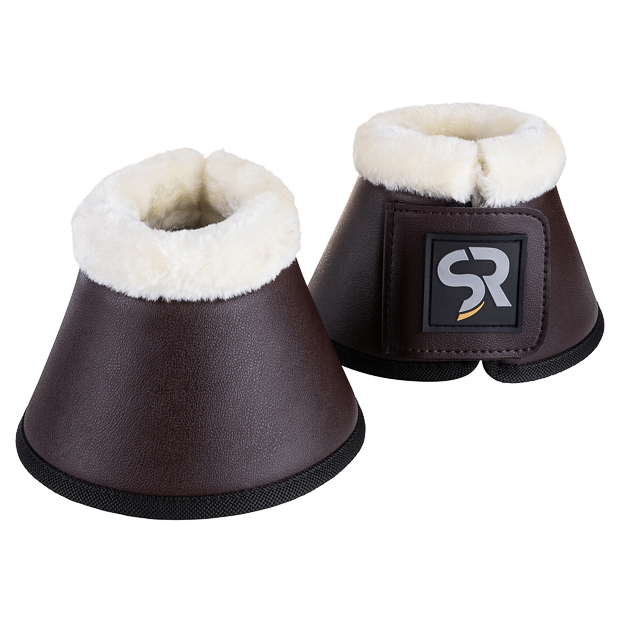 1 brown leather bell boots with fur and  neoprene inside and velcro closure
