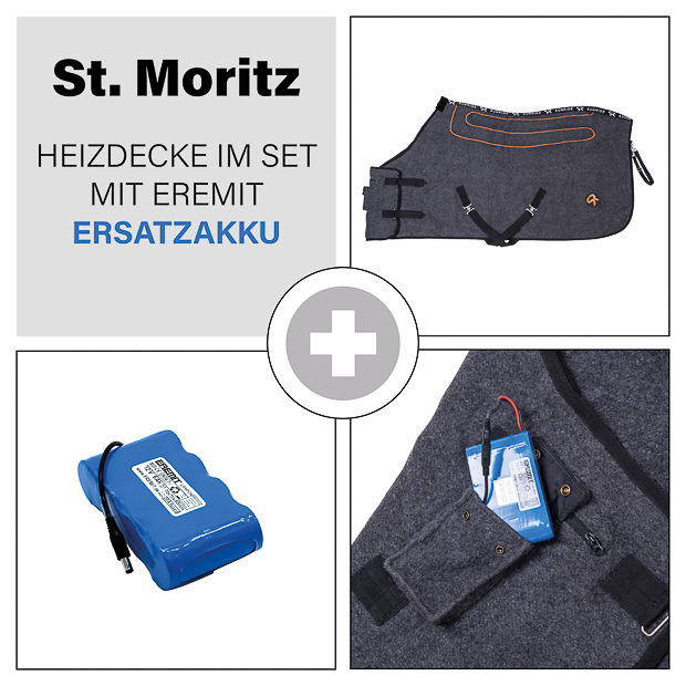 heizdecke st. moritz im set mit eremit batterie und ladekabel sowie ersatzakku heizdecke st. moritz aus grauer wolle mit eremit batterie und passendem ladekabel im set mit zweitem erstzakku