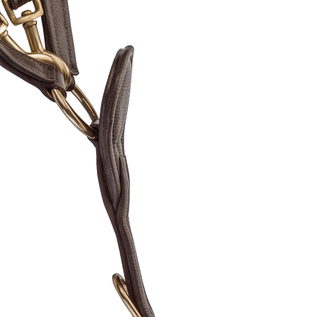 martingal attachment rings on elastic leather breastplate and martingal windsor brown detailed view of martingal attachment ring on windsor brown leather breastplate with martingal and elastic straps by sunride