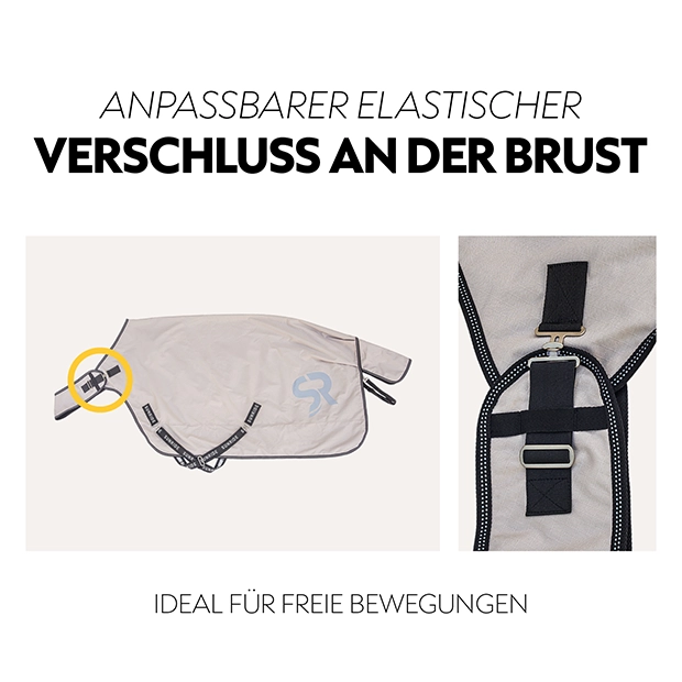 Pferdedecke, Dubai Fliegendecke Brustverschluss Detail, beige, SUNRIDE