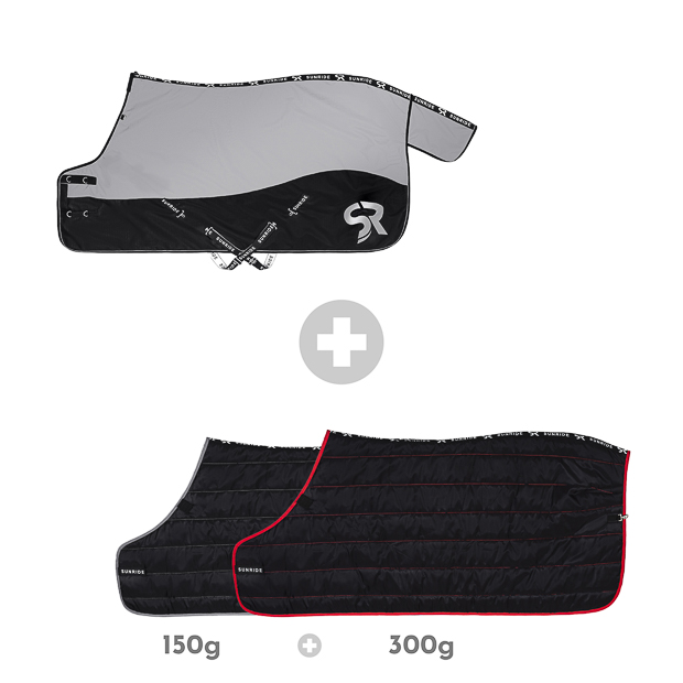 winter rug helsinki 250 grams and two under rugs 150 grams and 300 grams in set set of black and grey winter rug helsinki with 250 grams filling and two black under rugs with 150 grams and 300 grams filling