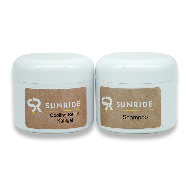 probeset bestehend aus kuehlgel und shampoo von sunride mit jeweils 20 ml