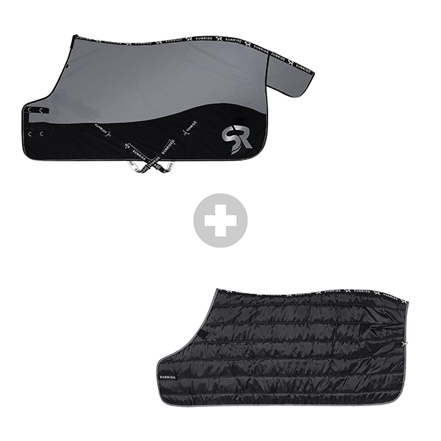 1 set of black and grey winter rug helsinki with 250 grams filling and black under rug with 150 grams filling