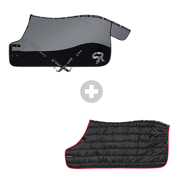 1 set of black and grey winter rug helsinki with 250 grams filling and black under rug with 300 grams filling