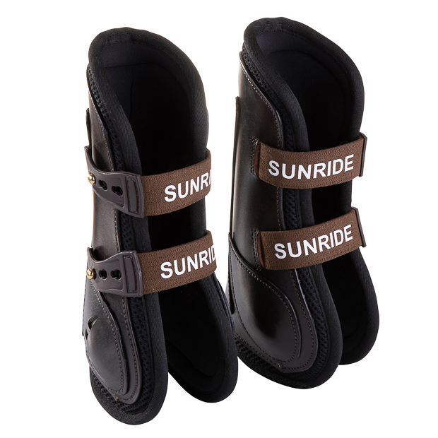 leather jumping boots brown  brown leather jumping boots with protection layer and elastic straps by sunride boots