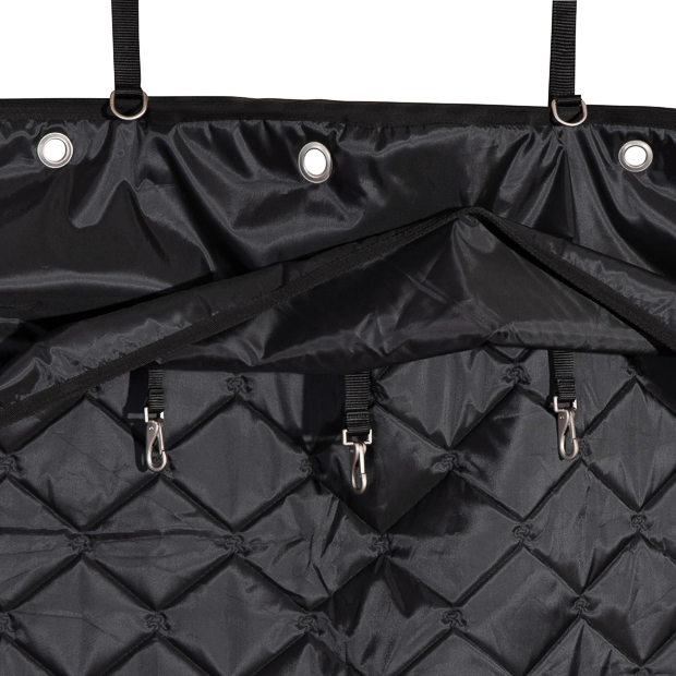 easy clips on stable curtain black black stable curtain with details of various easy clip options for fixations and attachments