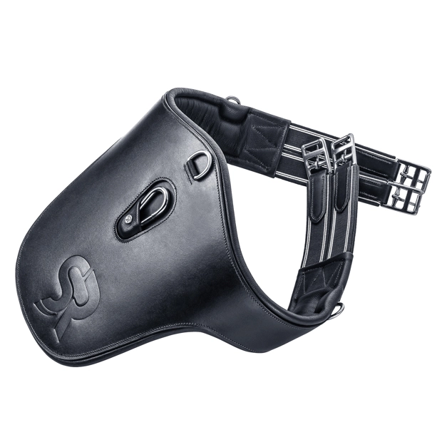 black silver stud guard girth hickstead elastic black leather stud guard girth hickstead with silver mounting by sunride