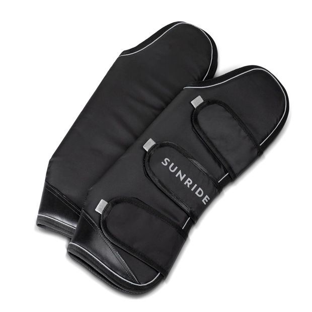 1 reflecting black frontside travel boots with reinforced hoof area in a set of 2 by sunride