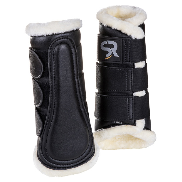 leather and fur dressage boots black black dressage leather boots from leather and fur inside with elastic velcro closures