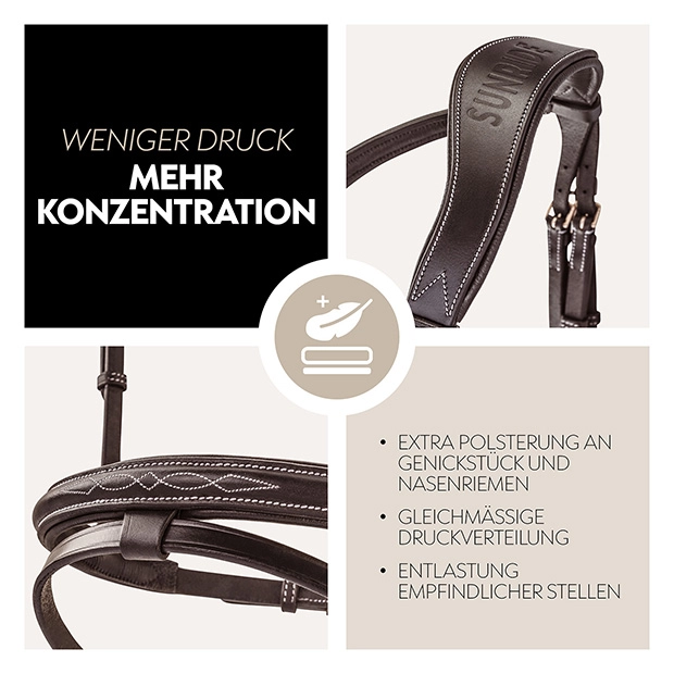 English combined bridle "London" with reins English combined bridle "London" with reins