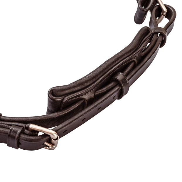 nasenriemen schwedische trense aspen braun variabler nasenriemen der schwedische ledertrense aspen in braun mit braunen und beigen steinen im stirnband sowie hochglanzelementen