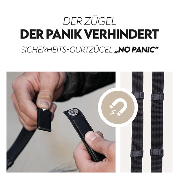 Safety belt reins with magnet "NoPanic"