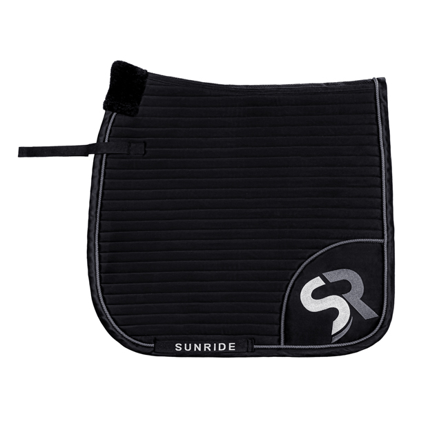 dressage saddle pad silver black breathable with fur breathable dressage saddle pad silver and black exclusive line with fur on withers